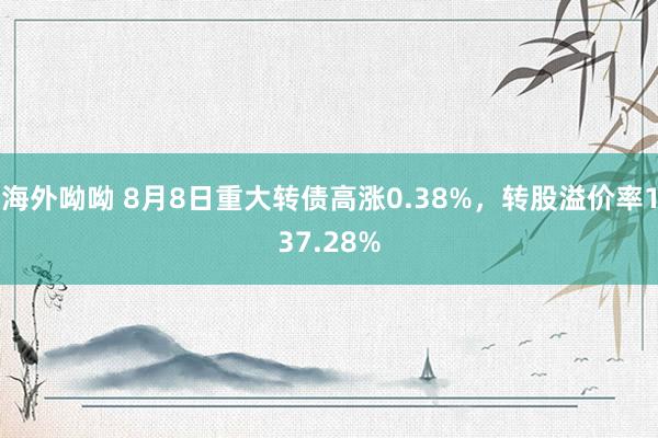 海外呦呦 8月8日重大转债高涨0.38%，转股溢价率137.28%